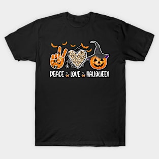 Peace Love Halloween Funny Halloween Costume Cool Pumpkin Shirt T-Shirt